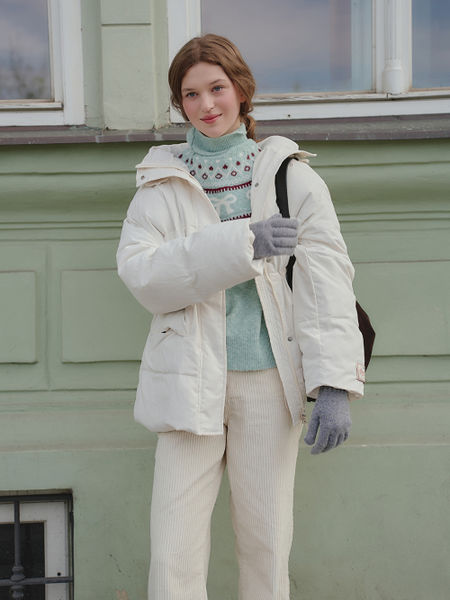 RABI утиный пуховик полудлина — Ivory