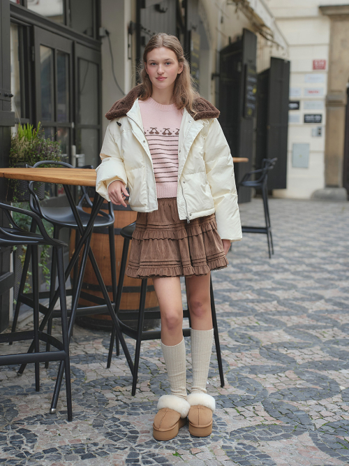 Пуховик KOLIN Faux Fur Collar Duck Padding IVORY