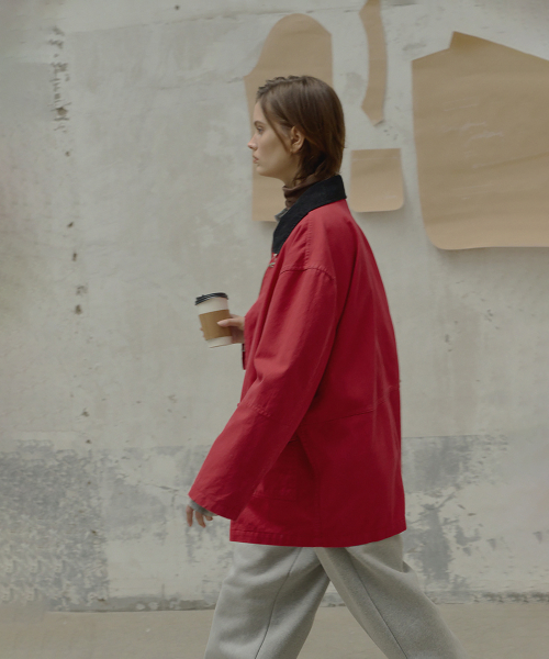 COTTON HALF WORK JACKET (RED)