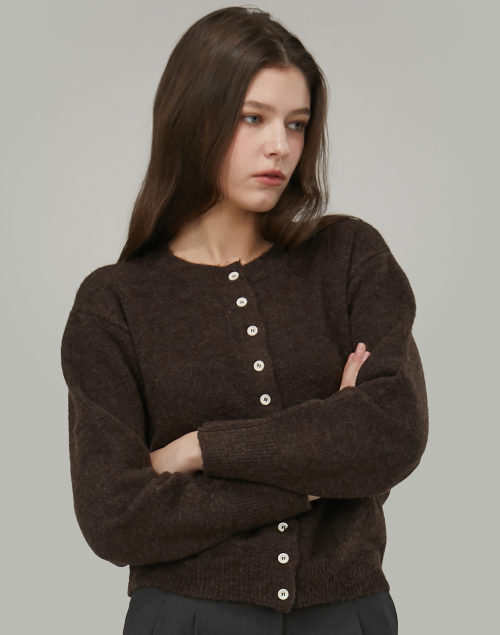 Круглый вязаный кардиган Wool_Brown
