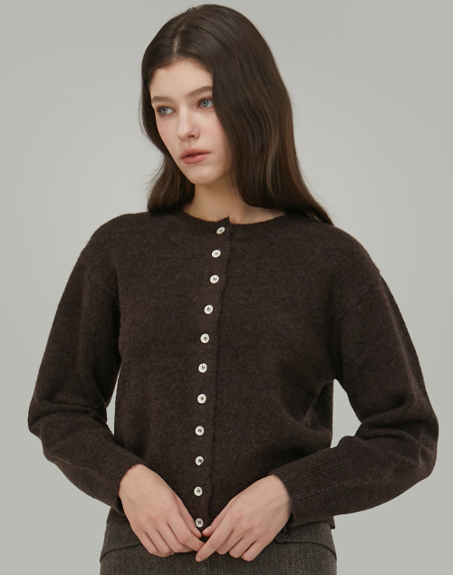 Круглый вязаный кардиган Wool_Brown