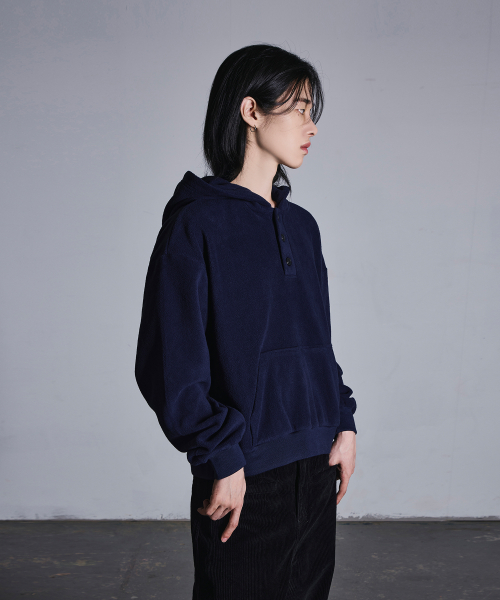 Флисовое худи на пуговицах [Navy]