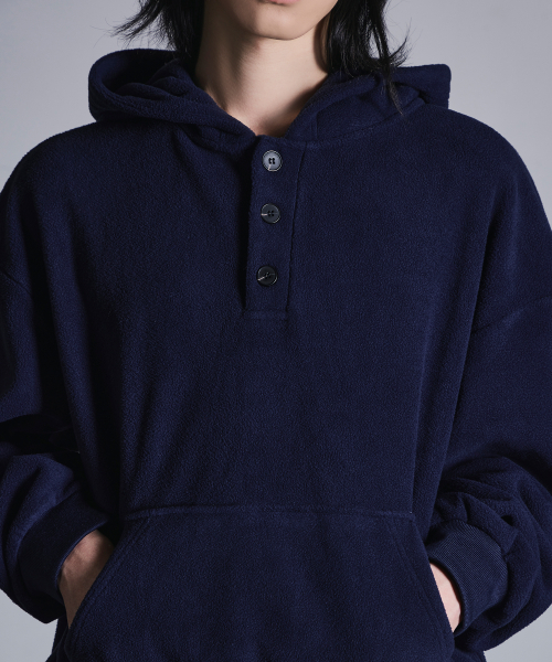 Флисовое худи на пуговицах [Navy]
