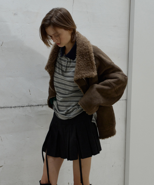 STRIPE COLLAR SWEATSHIRT (GREY)