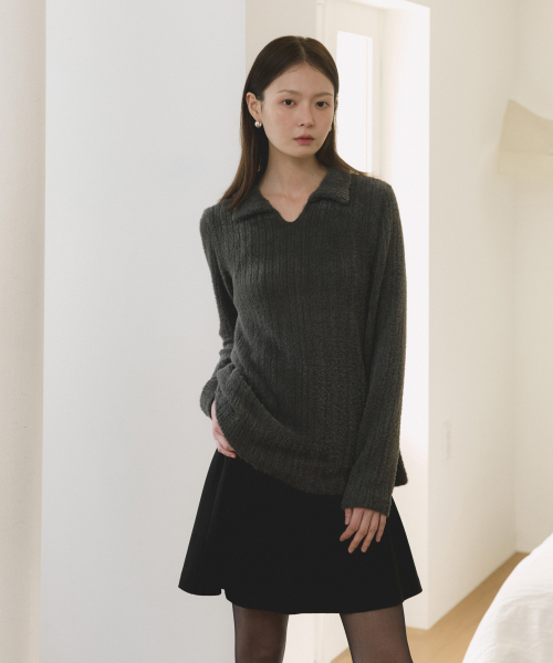 COC VNECK COLLAR T-SHIRT CHARCOAL