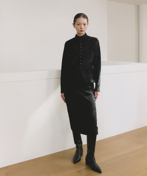 COC HALF NECK CARDIGAN BLACK