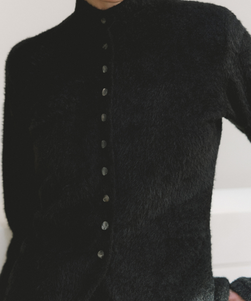 COC HALF NECK CARDIGAN BLACK