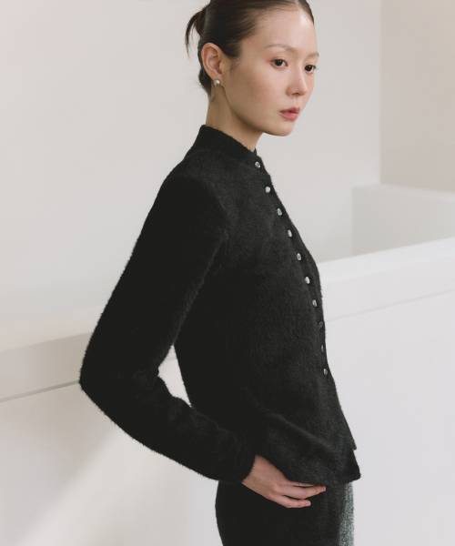 COC HALF NECK CARDIGAN BLACK