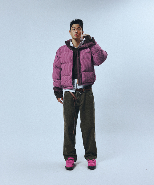 CHECK REVERSIBLE DOWN PUFFER PURPLE