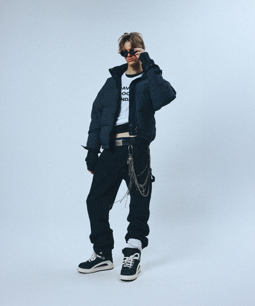 CHECK REVERSIBLE DOWN PUFFER NAVY