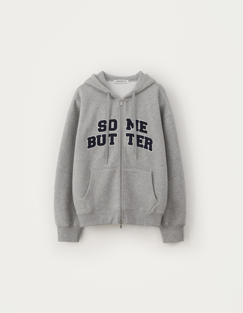 Corduroy Logo Hoodie Zip-Up - Grey
