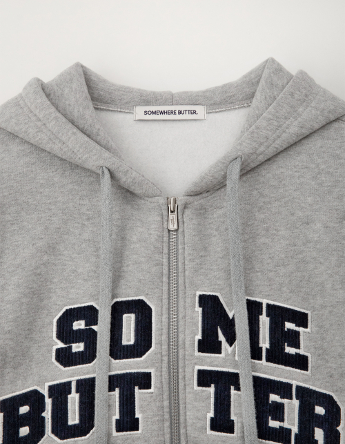 Corduroy Logo Hoodie Zip-Up - Grey
