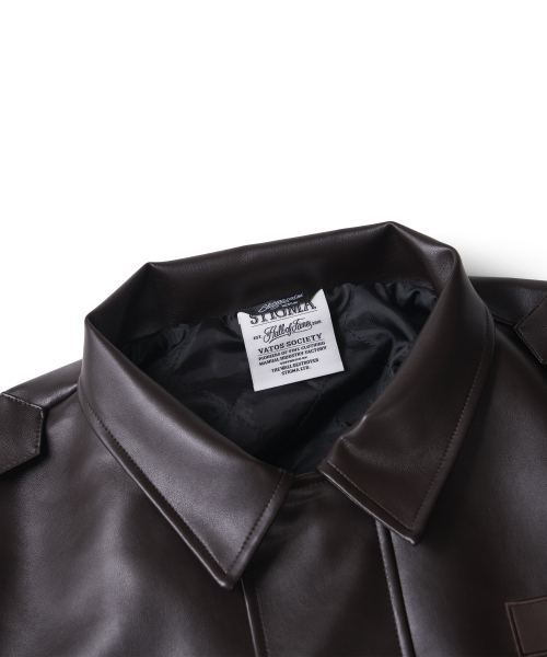 A-2 OVERSIZED CROP FAUX LEATHER JACKET