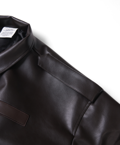 A-2 OVERSIZED CROP FAUX LEATHER JACKET