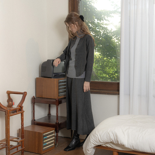 PM_Winter sensual knit cardigan and skirt set_CHARCOAL