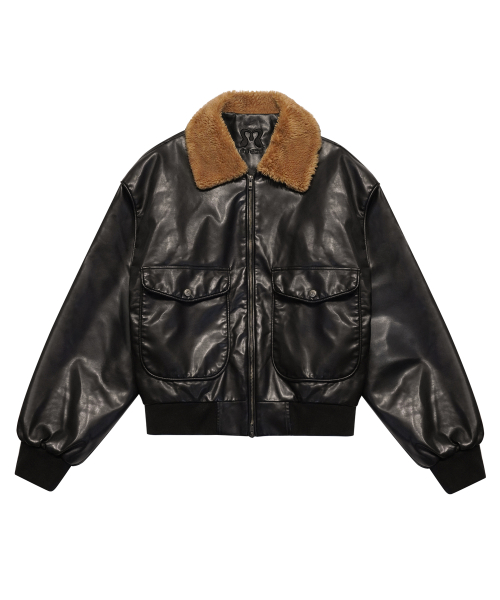 BIG POCKET FUR-COLLAR LEATHER JP черный