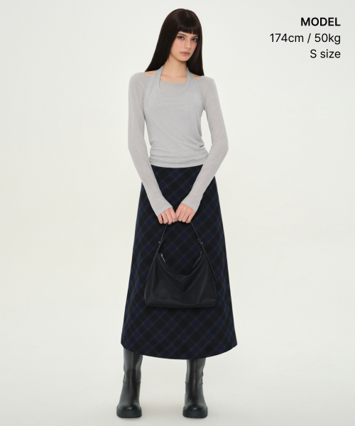 Женский лонгслив с халтером из шерсти и тенселя, Light Grey