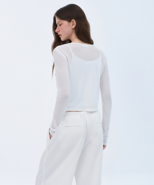 Женский полупрозрачный кардиган под лен [White]