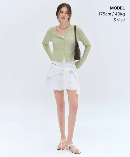 Женский тонкий кардиган под лен [Light Green]