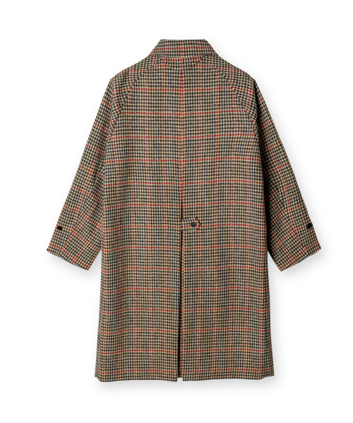 HARRIS TWEED HOUNDSTOOTH BALMACAAN COAT (BEIGE)