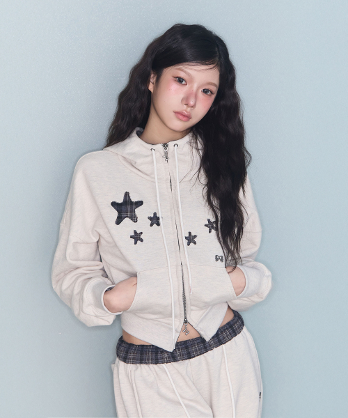 CONTRAST PATCH ZIP-UP OATMEAL