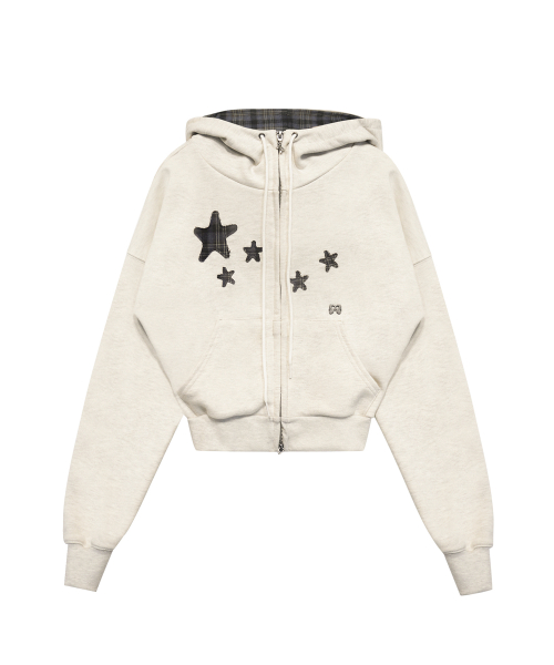 CONTRAST PATCH ZIP-UP OATMEAL