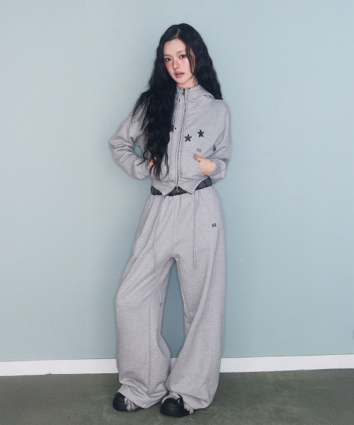 CONTRAST PATCH ZIP-UP серый