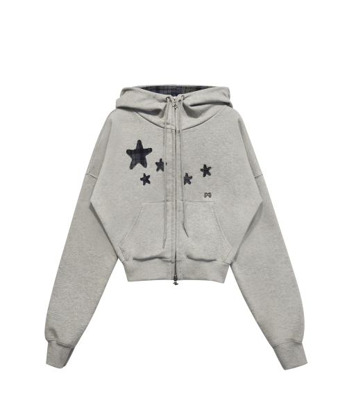 CONTRAST PATCH ZIP-UP серый