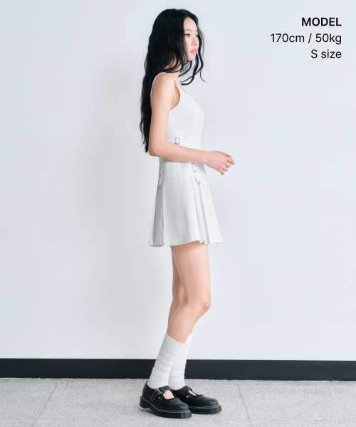 [Unbound Girl] Women's Pleated Mini Dress [White] thumbnail 2