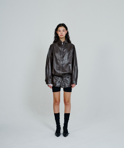 Leather High Neck Jumper_Brown