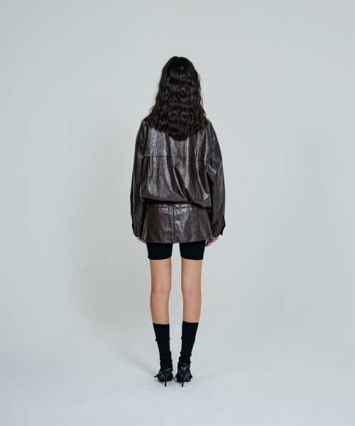 Leather High Neck Jumper_Brown