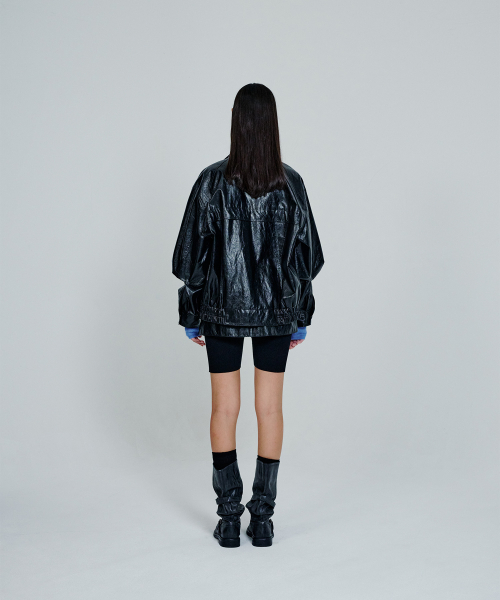 Leather High Neck Jumper_Black