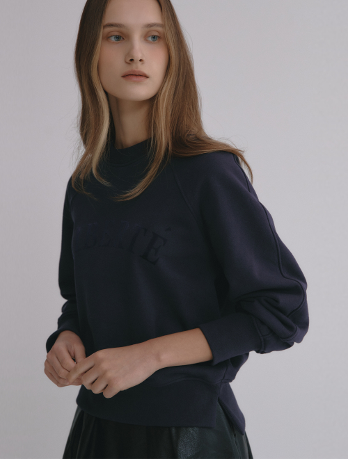 French Terry Raglan Sleeve Sweatshirt темно-синий