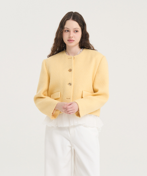 Твидовый кроп-жакет Crave - Yellow