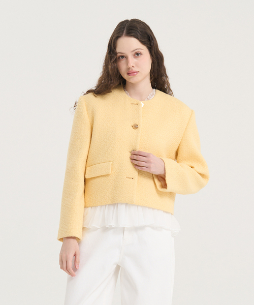 Твидовый кроп-жакет Crave - Yellow