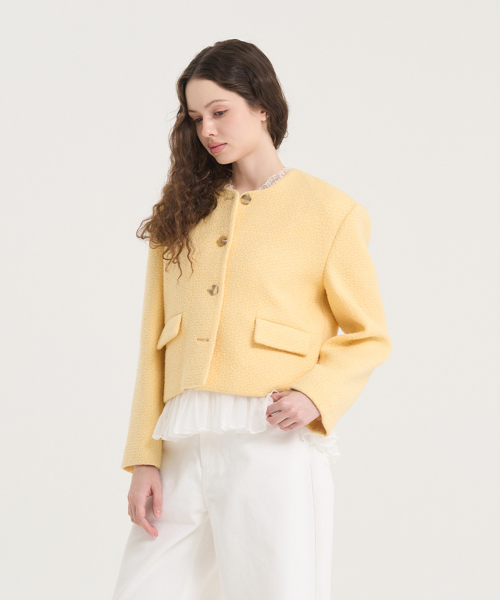 Твидовый кроп-жакет Crave - Yellow