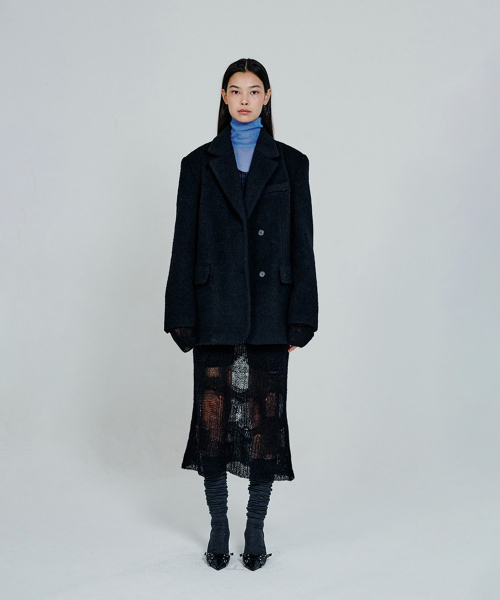 Two-Button Alpaca Blend Overfit Jacket_Black