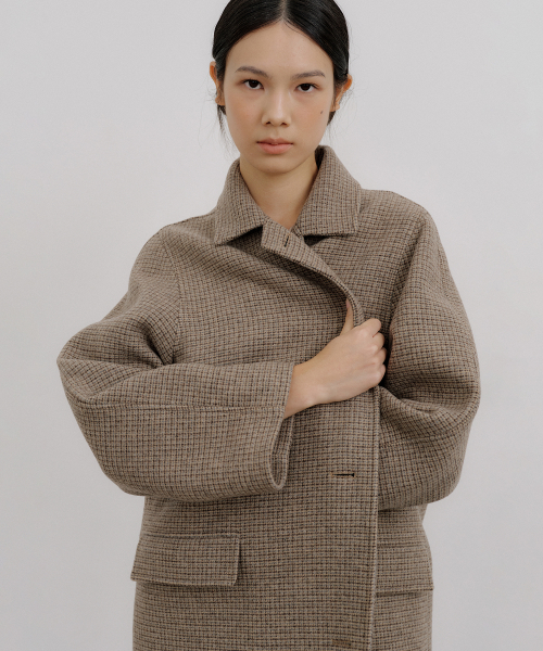 WOOL BALMACAAN SINGLE COAT-CHECK
