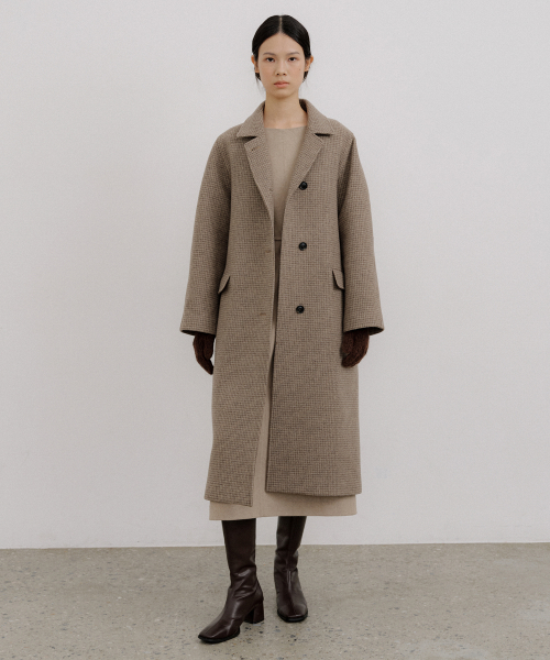 WOOL BALMACAAN SINGLE COAT-CHECK