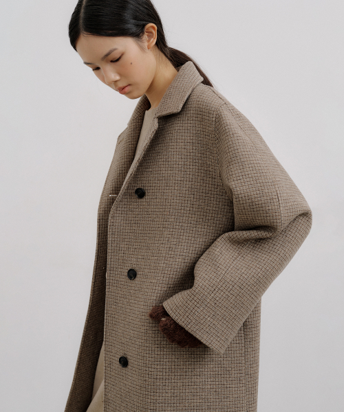 WOOL BALMACAAN SINGLE COAT-CHECK