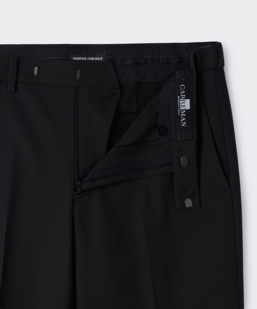 WHIPCORD STRAIGHT HIDDEN ELASTIC SLACKS [BLACK]