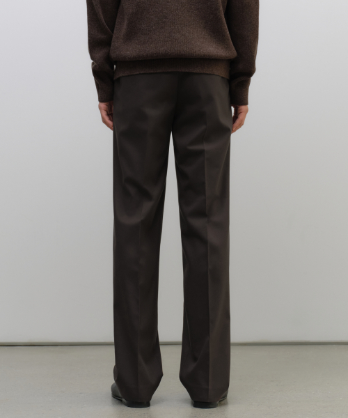 WHIPCORD STRAIGHT HIDDEN ELASTIC SLACKS [DARK BROWN]
