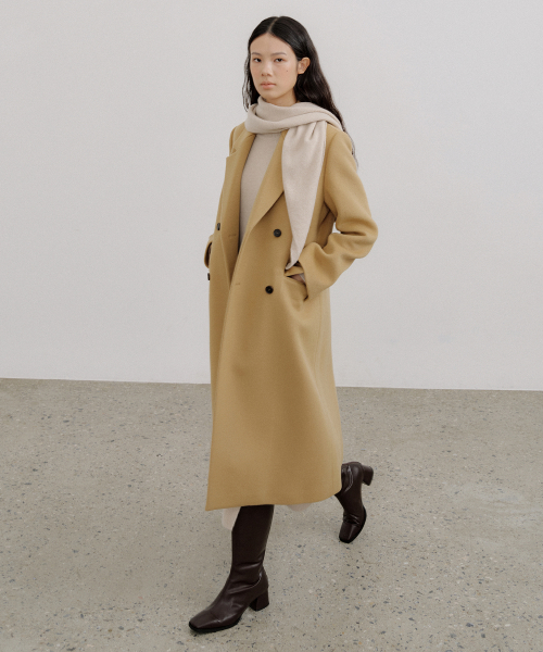 CASHMERE DOUBLE STAND LONG COAT_CAMEL