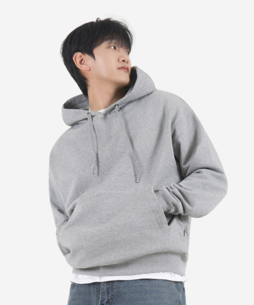 Плотное оверсайз худи 390g (MELANGE GREY)