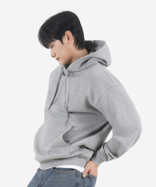 Плотное оверсайз худи 390g (MELANGE GREY)