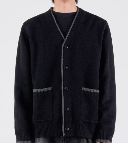 Вязаный кардиган из шерсти с контрастной отделкой (Black)