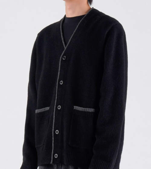Вязаный кардиган из шерсти с контрастной отделкой (Black)