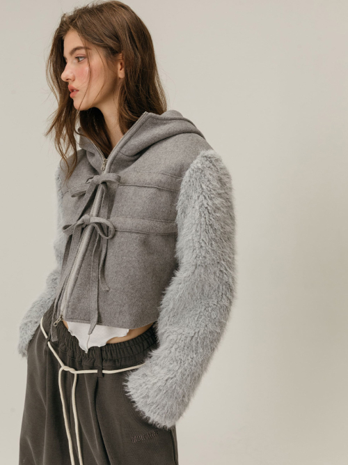 SHEARLING WOOL COAT / серый