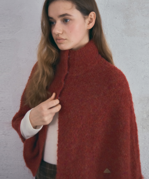 Woolberry Cape Knit_Berry Red(OC25-KN27)