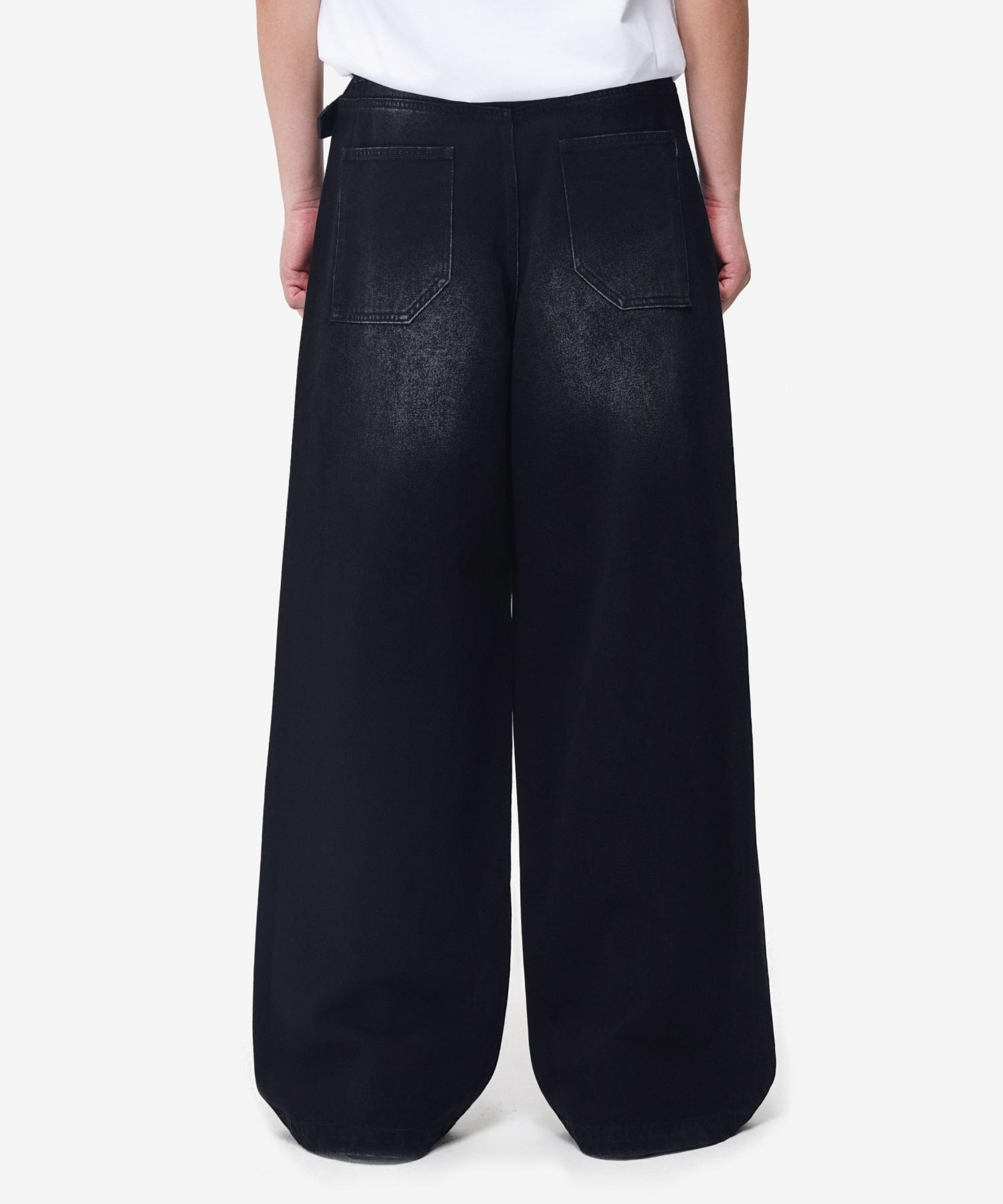 Simple Wide - Fit выстиранные Denim брюки (WASHED BLACK)